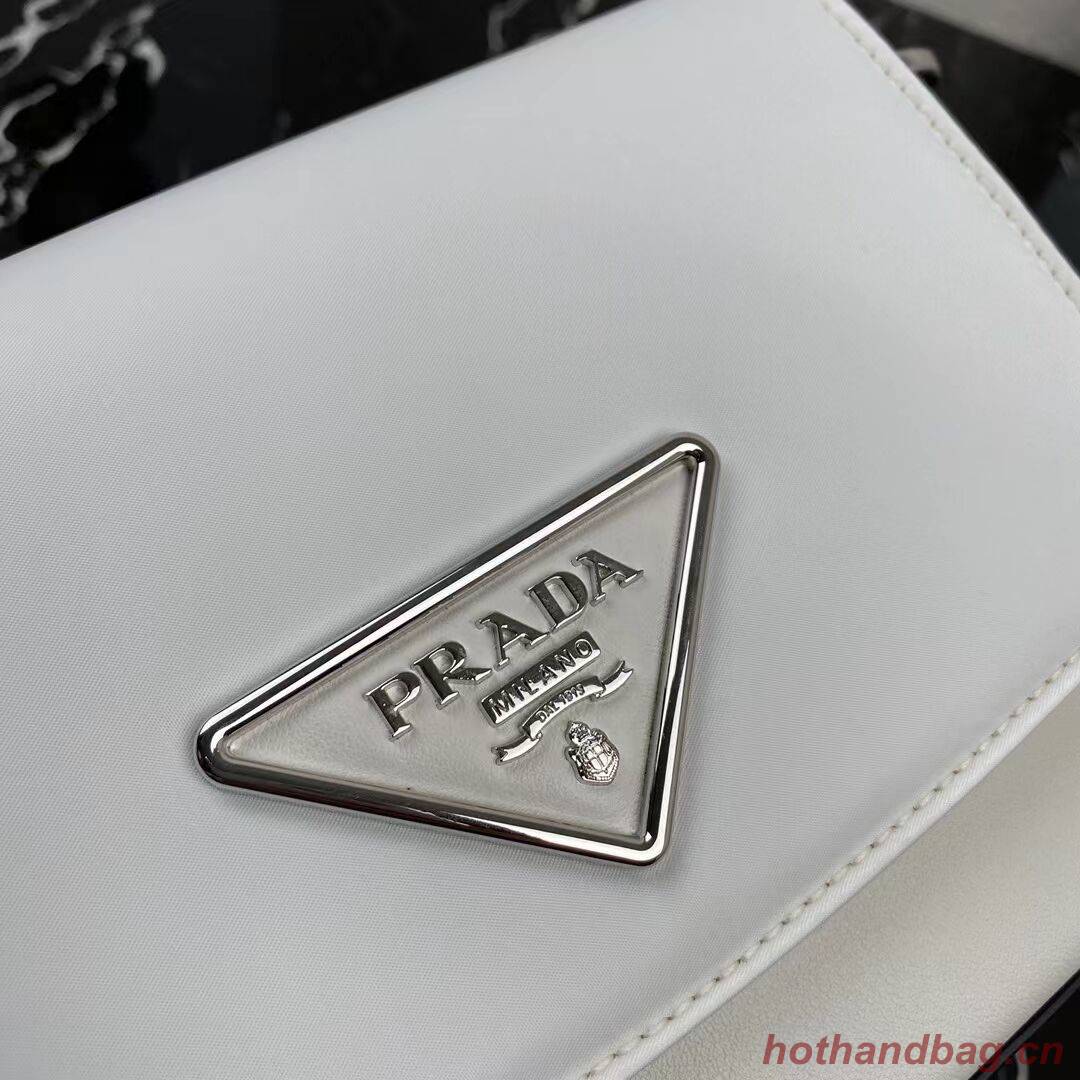 Prada Small brushed leather shoulder bag 1BA263 WHITE Prada Small brushed leather shoulder bag 1BA263 WHITE