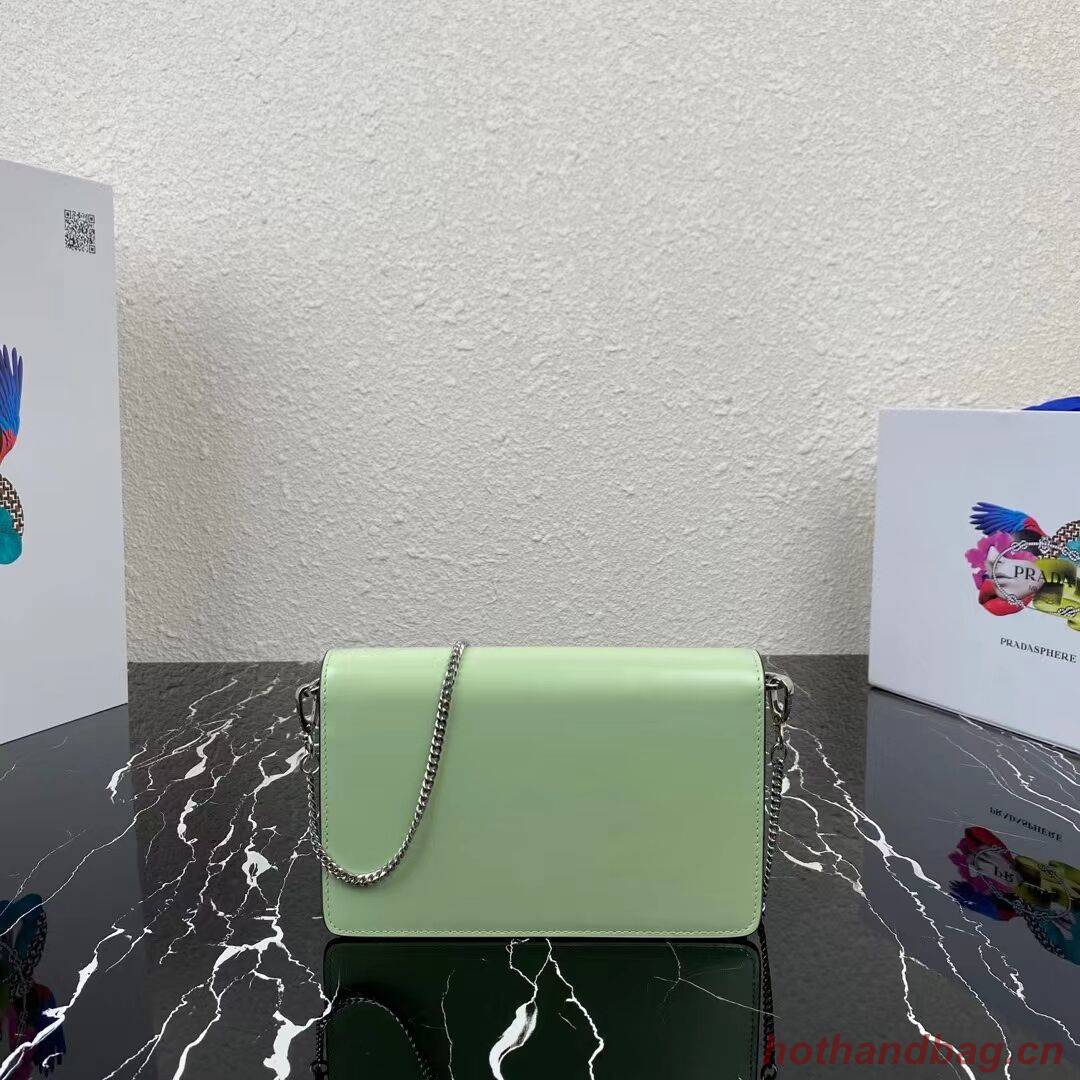 Prada Small brushed leather shoulder bag 1BH307 green Prada Small brushed leather shoulder bag 1BH307 green