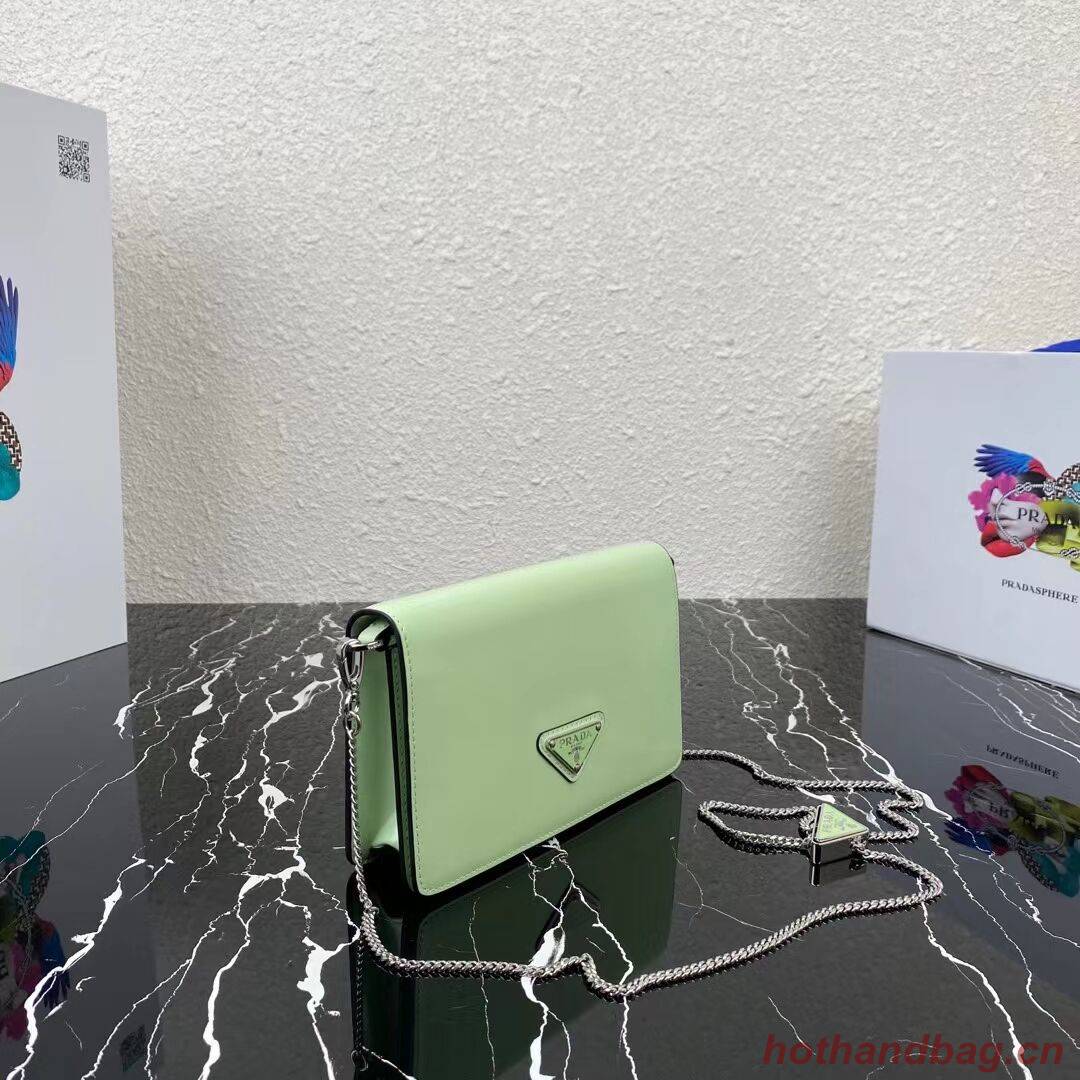 Prada Small brushed leather shoulder bag 1BH307 green Prada Small brushed leather shoulder bag 1BH307 green