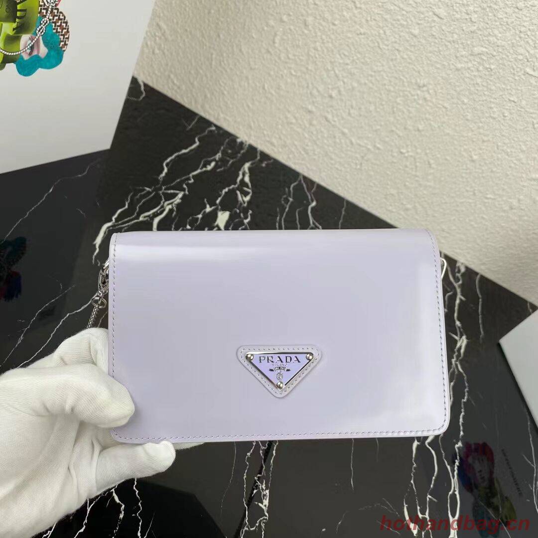 Prada Small brushed leather shoulder bag 1BH307 lilac Prada Small brushed leather shoulder bag 1BH307 lilac