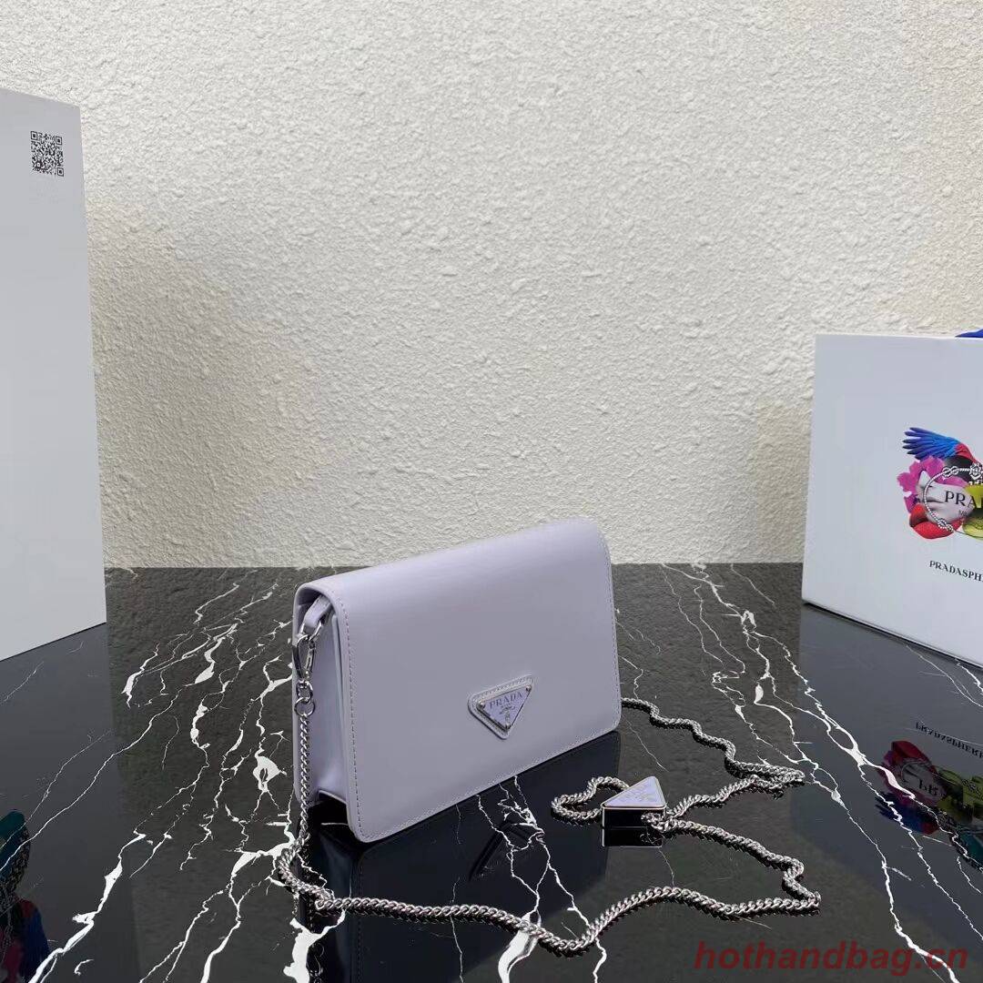 Prada Small brushed leather shoulder bag 1BH307 lilac Prada Small brushed leather shoulder bag 1BH307 lilac