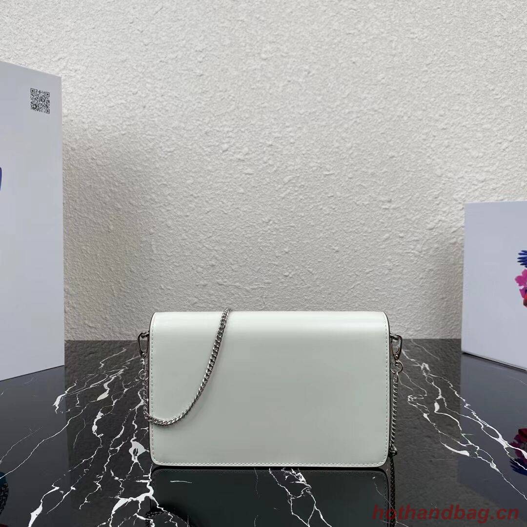 Prada Small brushed leather shoulder bag 1BH307 white Prada Small brushed leather shoulder bag 1BH307 white