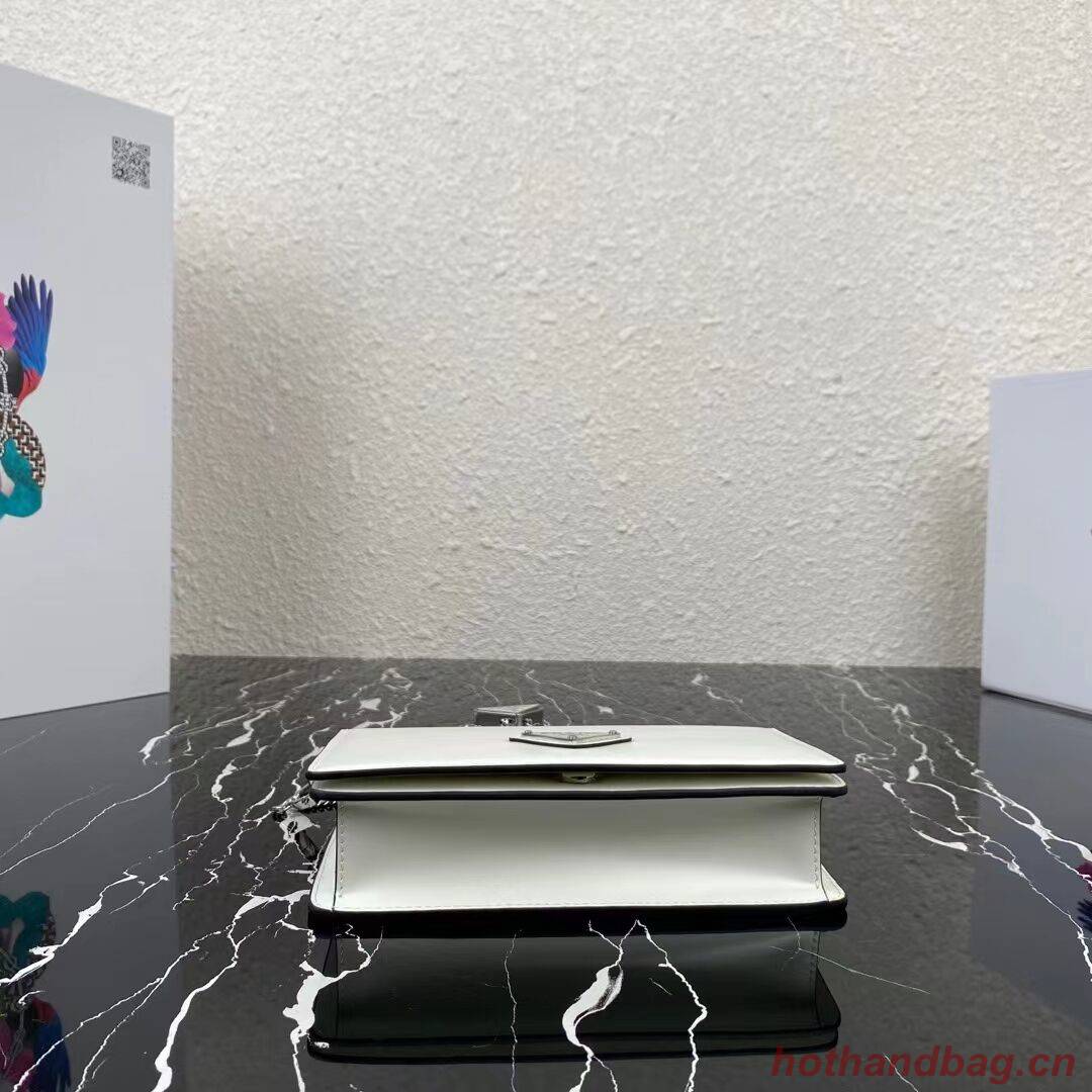 Prada Small brushed leather shoulder bag 1BH307 white Prada Small brushed leather shoulder bag 1BH307 white