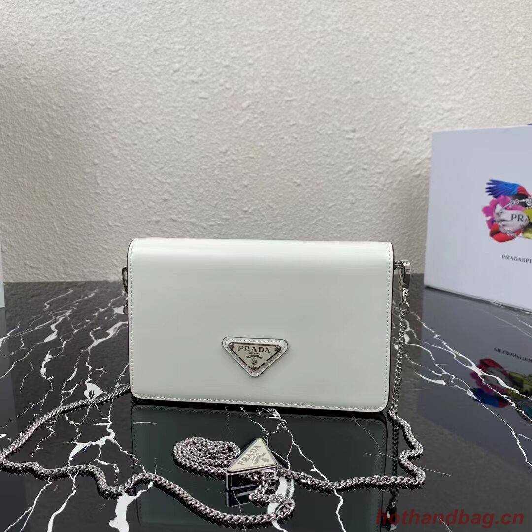 Prada Small brushed leather shoulder bag 1BH307 white Prada Small brushed leather shoulder bag 1BH307 white