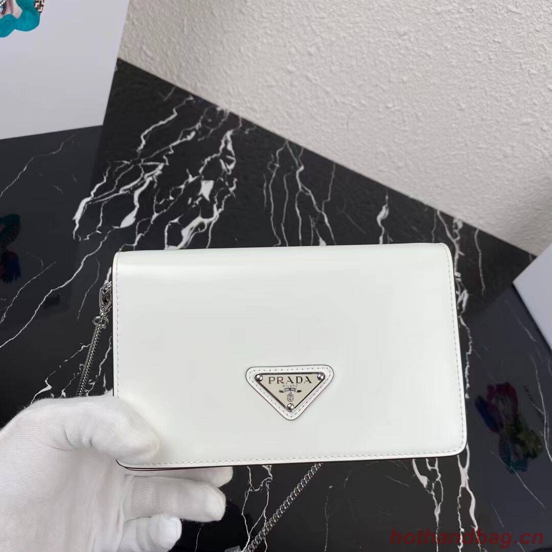 Prada Small brushed leather shoulder bag 1BH307 white Prada Small brushed leather shoulder bag 1BH307 white