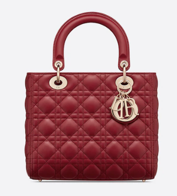 MEDIUM LADY DIOR BAG Cherry Red Cannage Lambskin M0565O MEDIUM LADY DIOR BAG Cherry Red Cannage Lambskin M0565O