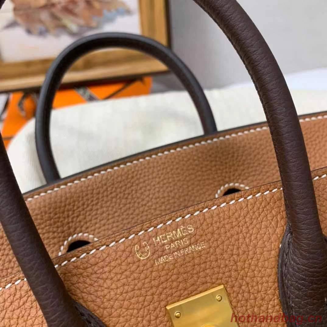 Hermes Birkin Bag Original Leather 35CM Color matching 17888 Brown&Dark Brown Hermes Birkin Bag Original Leather 35CM Color matching 17888 Brown&Dark Brown