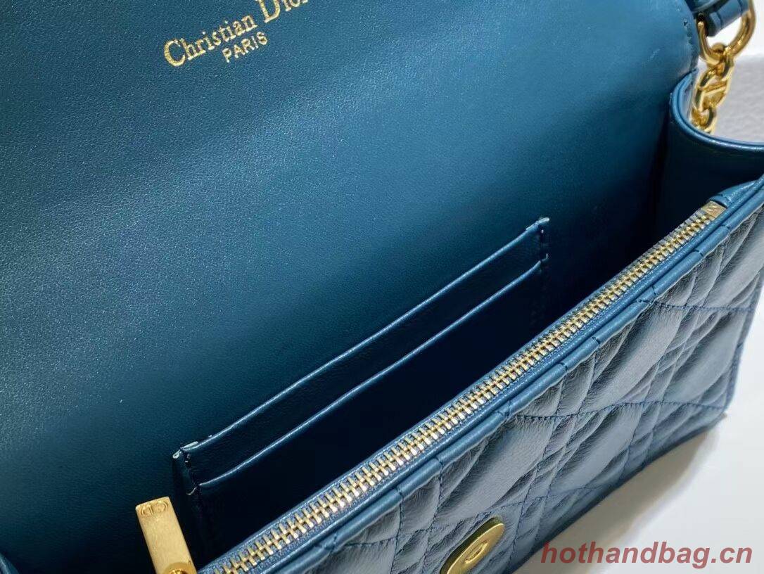 DIOR CARO BELT POUCH WITH CHAIN Supple Cannage Calfskin S5091UW BLUE DIOR CARO BELT POUCH WITH CHAIN Supple Cannage Calfskin S5091UW BLUE
