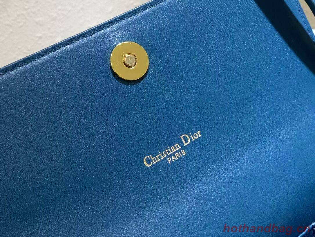 DIOR CARO BELT POUCH WITH CHAIN Supple Cannage Calfskin S5091UW BLUE DIOR CARO BELT POUCH WITH CHAIN Supple Cannage Calfskin S5091UW BLUE