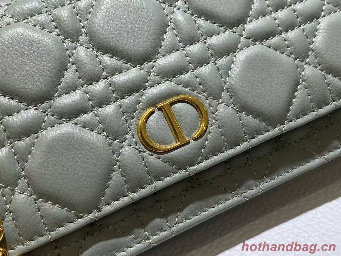 DIOR CARO BELT POUCH WITH CHAIN Supple Cannage Calfskin S5091UW GREY DIOR CARO BELT POUCH WITH CHAIN Supple Cannage Calfskin S5091UW GREY