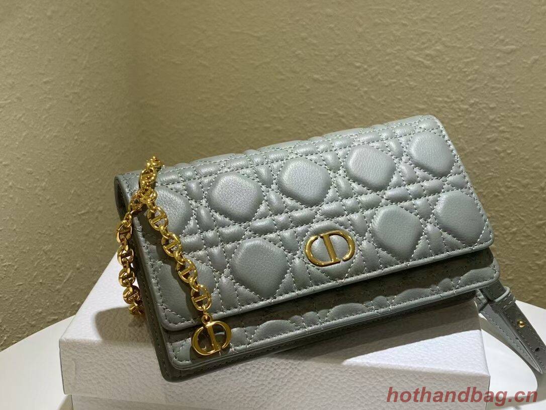 DIOR CARO BELT POUCH WITH CHAIN Supple Cannage Calfskin S5091UW GREY DIOR CARO BELT POUCH WITH CHAIN Supple Cannage Calfskin S5091UW GREY