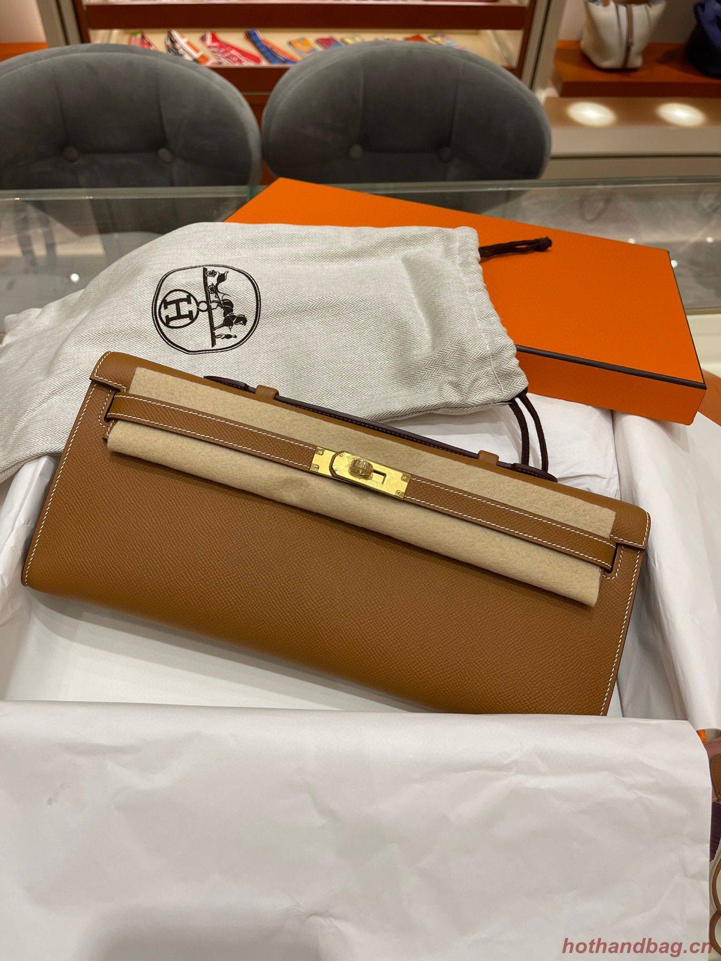 Hermes Kelly 31cm Clutch Original Epsom Leather KL31 Brown Hermes Kelly 31cm Clutch Original Epsom Leather KL31 Brown