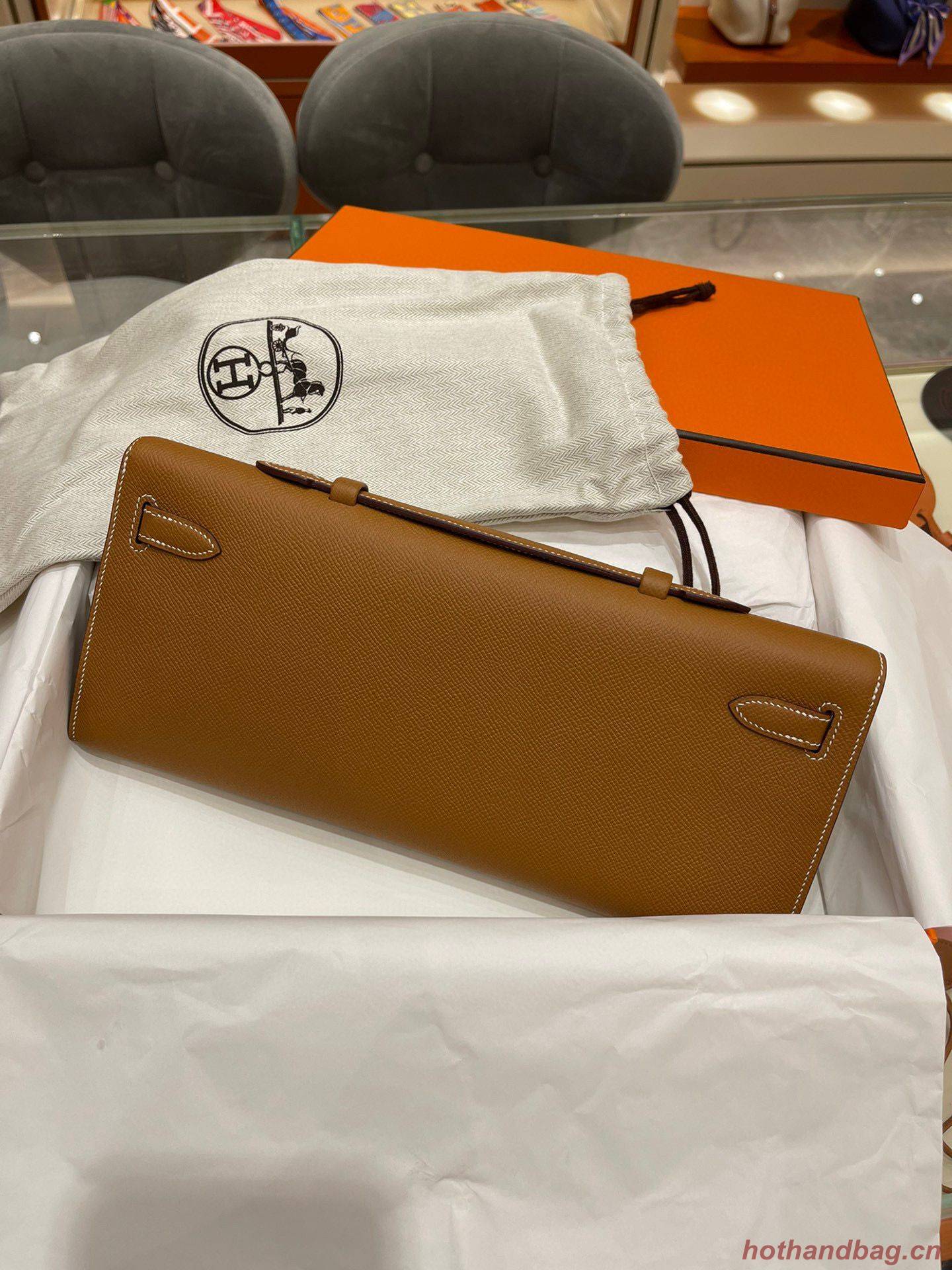 Hermes Kelly 31cm Clutch Original Epsom Leather KL31 Brown Hermes Kelly 31cm Clutch Original Epsom Leather KL31 Brown