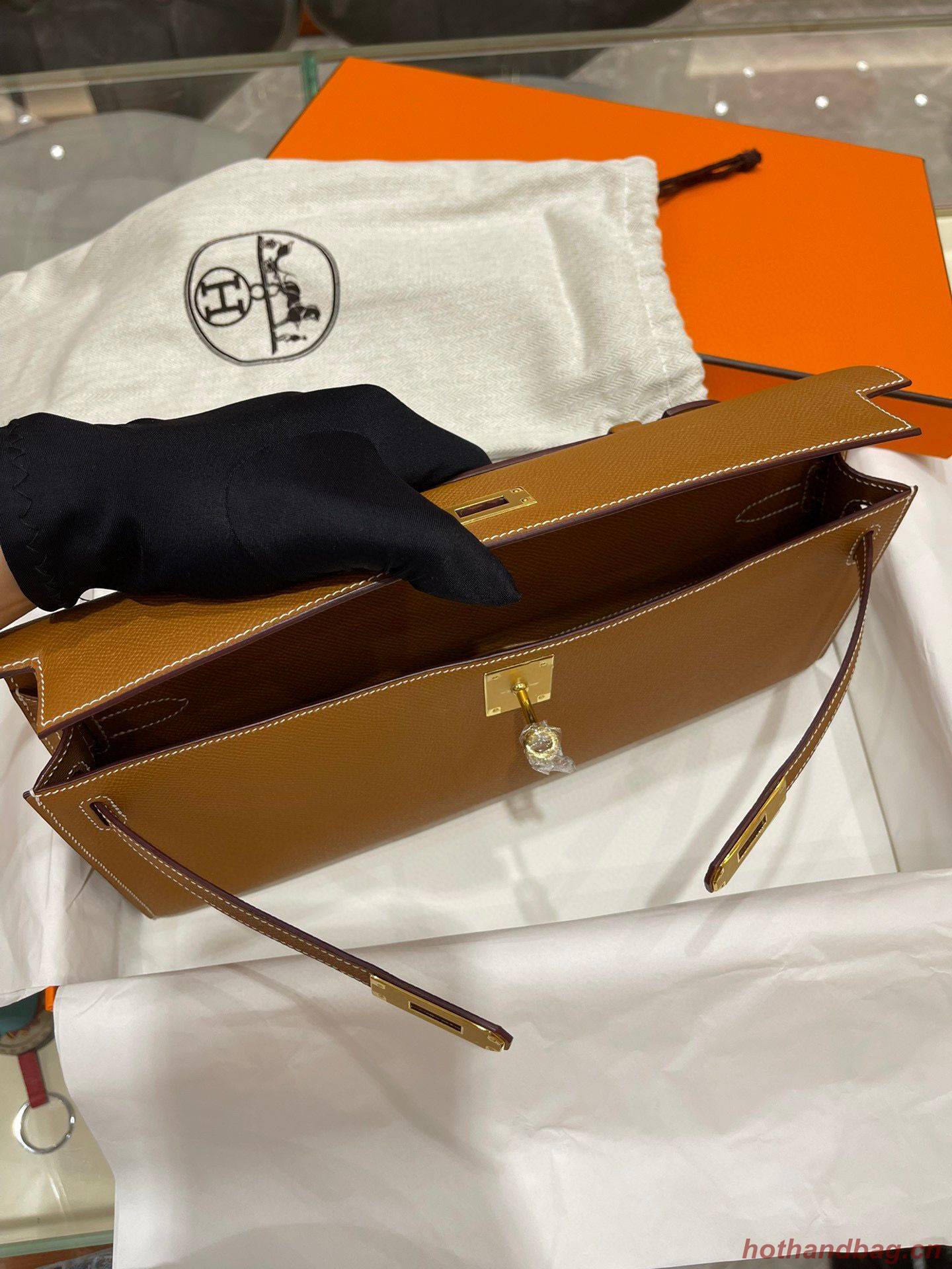 Hermes Kelly 31cm Clutch Original Epsom Leather KL31 Brown Hermes Kelly 31cm Clutch Original Epsom Leather KL31 Brown