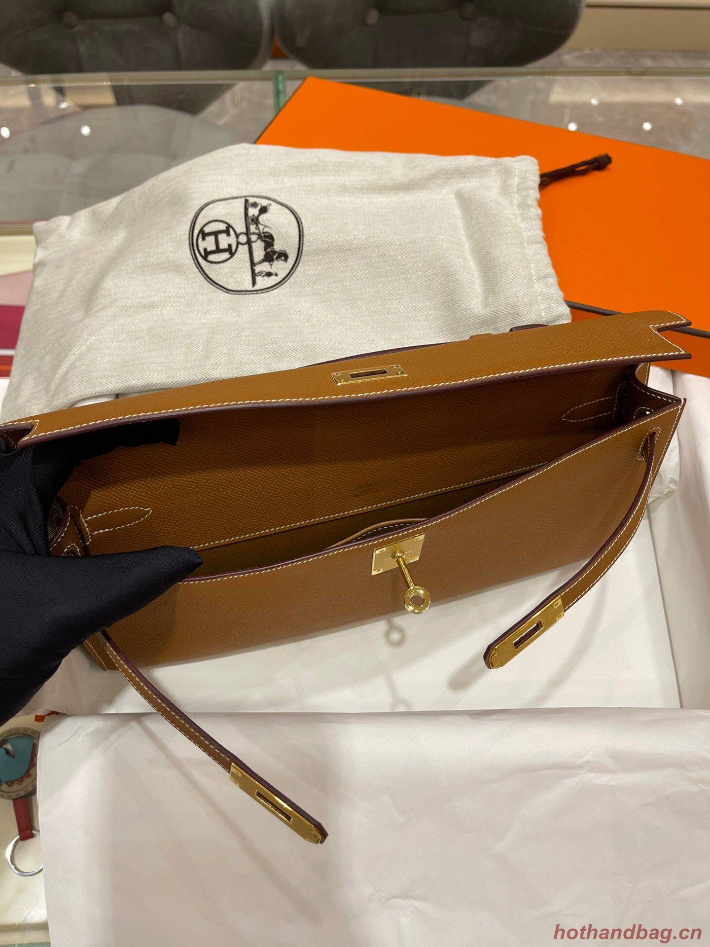 Hermes Kelly 31cm Clutch Original Epsom Leather KL31 Brown Hermes Kelly 31cm Clutch Original Epsom Leather KL31 Brown