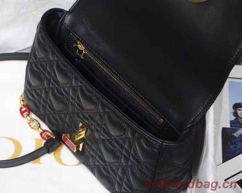 SMALL DIORAMOUR DIOR CARO BAG Cannage Calfskin with Heart Motif M9241WN BLACK SMALL DIORAMOUR DIOR CARO BAG Cannage Calfskin with Heart Motif M9241WN BLACK