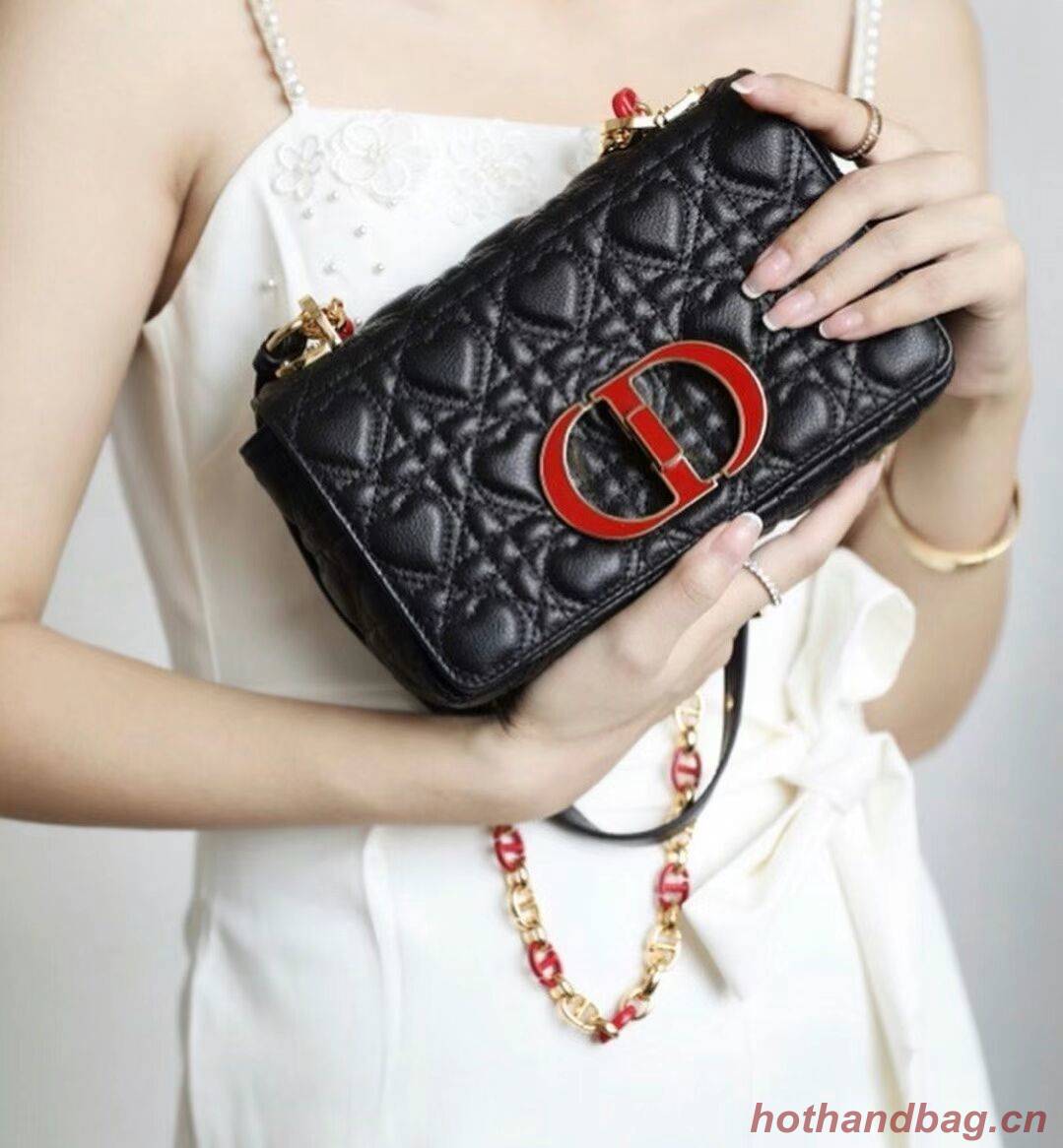 SMALL DIORAMOUR DIOR CARO BAG Cannage Calfskin with Heart Motif M9241WN BLACK SMALL DIORAMOUR DIOR CARO BAG Cannage Calfskin with Heart Motif M9241WN BLACK