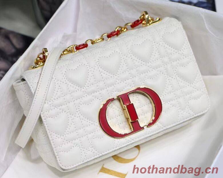 SMALL DIORAMOUR DIOR CARO BAG Latte Cannage Calfskin with Heart Motif M9241WN SMALL DIORAMOUR DIOR CARO BAG Latte Cannage Calfskin with Heart Motif M9241WN