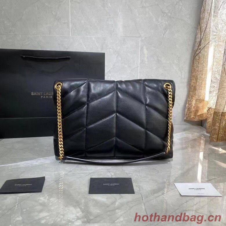 Saint Laurent LOULOU PUFFER BAG IN QUILTED CRINKLED MATTE LEATHER Y577476 Black Saint Laurent LOULOU PUFFER BAG IN QUILTED CRINKLED MATTE LEATHER Y577476 Black