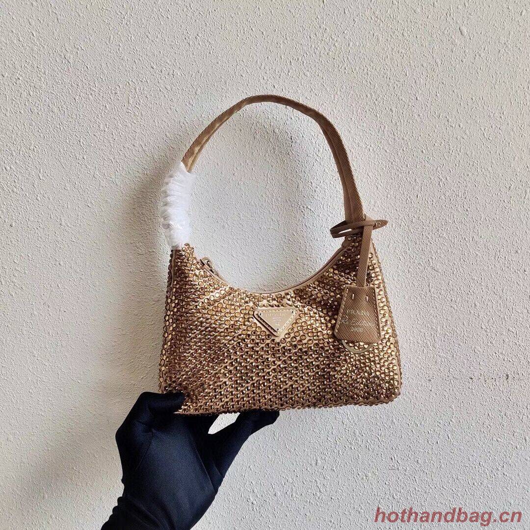 Prada Satin mini-bag with artificial crystals 1BE515 Biscuits Prada Satin mini-bag with artificial crystals 1BE515 Biscuits