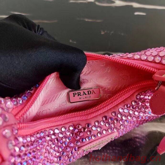 Prada Satin mini-bag with artificial crystals 1BE515Z pink Prada Satin mini-bag with artificial crystals 1BE515Z pink