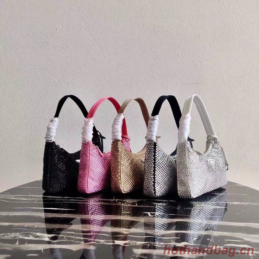 Prada Satin mini-bag with artificial crystals 1BE515Z pink Prada Satin mini-bag with artificial crystals 1BE515Z pink