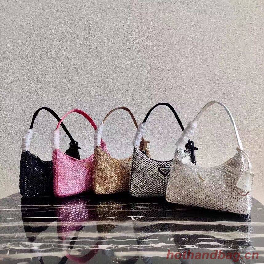 Prada Satin mini-bag with artificial crystals 1BE515Z pink Prada Satin mini-bag with artificial crystals 1BE515Z pink