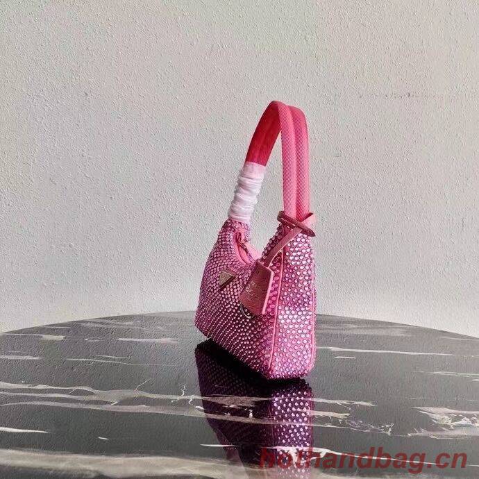 Prada Satin mini-bag with artificial crystals 1BE515Z pink Prada Satin mini-bag with artificial crystals 1BE515Z pink