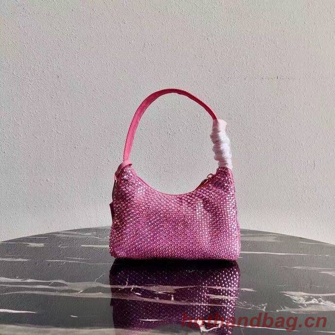Prada Satin mini-bag with artificial crystals 1BE515Z pink Prada Satin mini-bag with artificial crystals 1BE515Z pink