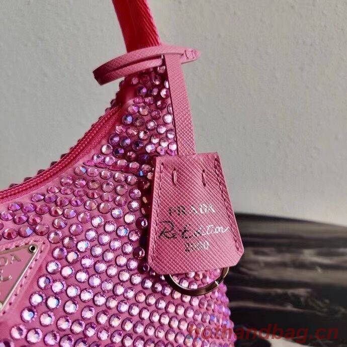 Prada Satin mini-bag with artificial crystals 1BE515Z pink Prada Satin mini-bag with artificial crystals 1BE515Z pink
