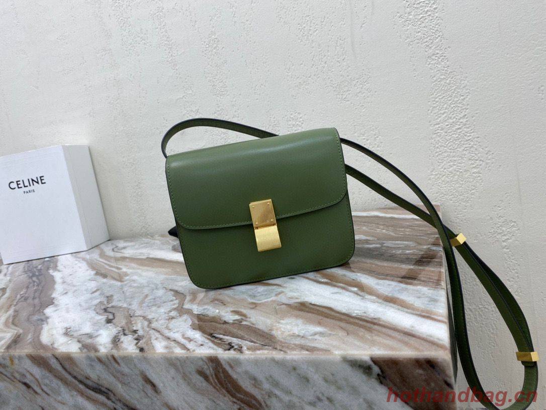 Celine Classic Box Teen Flap Bag Original Calfskin Leather 3379 Green Celine Classic Box Teen Flap Bag Original Calfskin Leather 3379 Green