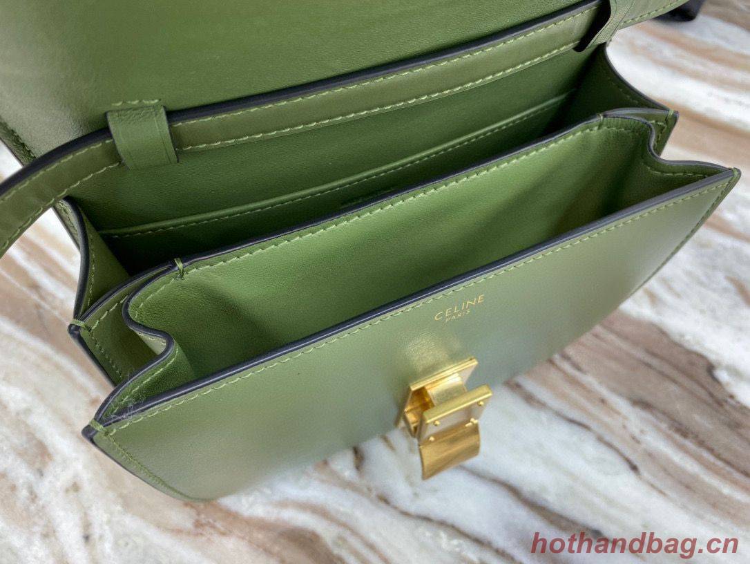 Celine Classic Box Teen Flap Bag Original Calfskin Leather 3379 Green Celine Classic Box Teen Flap Bag Original Calfskin Leather 3379 Green