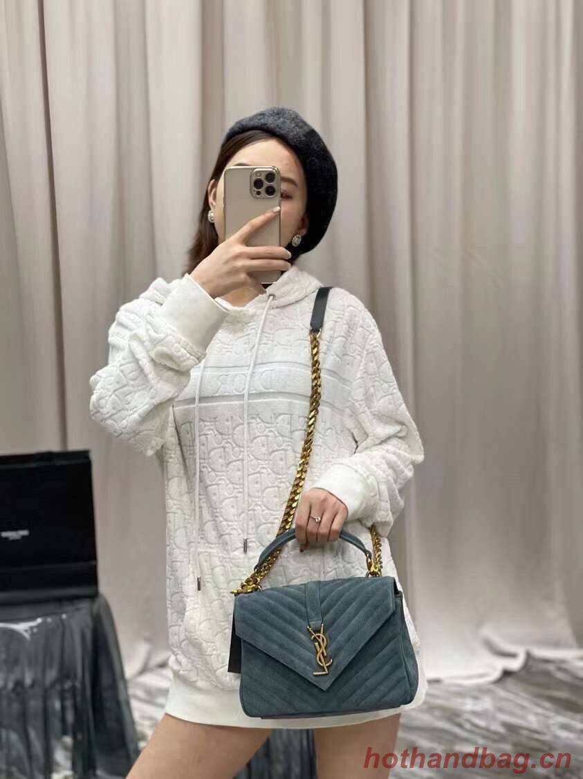 Yves Saint Laurent COLLEGE MEDIUM IN QUILTED SUEDE 600279 blue