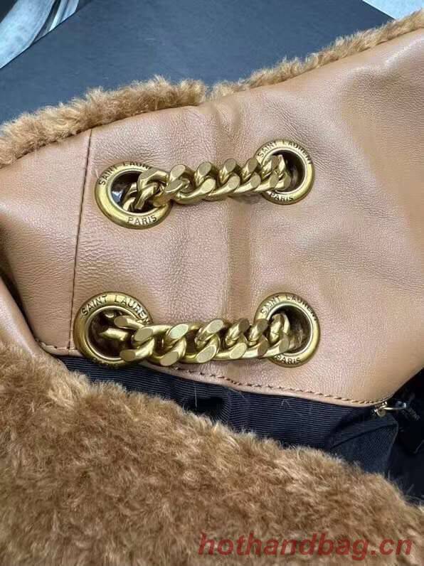 Yves Saint Laurent PUFFER BAG IN MERINO SHEARLING AND LAMBSKIN 179540 NATURAL BROWN Yves Saint Laurent PUFFER BAG IN MERINO SHEARLING AND LAMBSKIN 179540 NATURAL BROWN