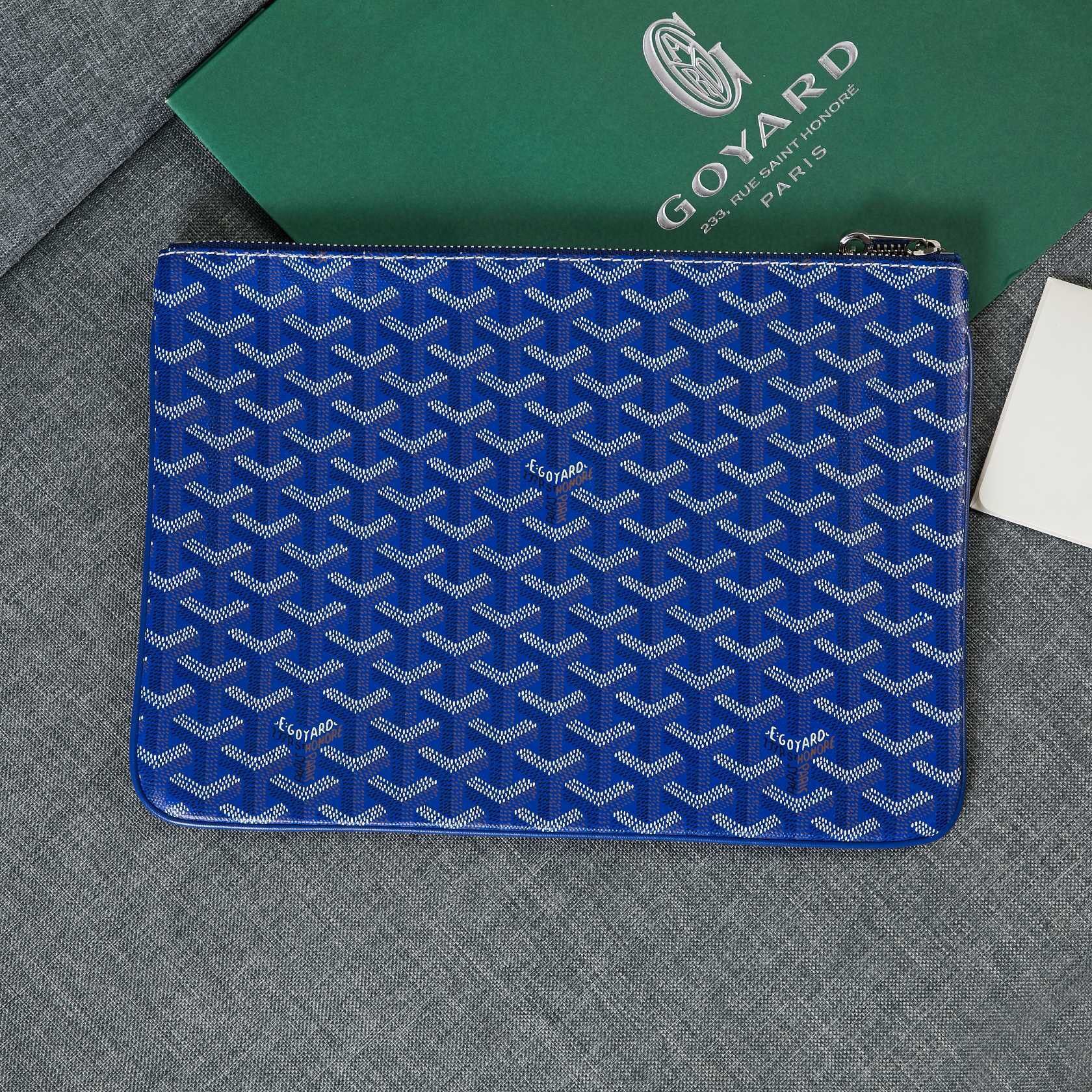 Goyard Y Doodling Calfskin Leather Clutch bag 5987 Blue Goyard Y Doodling Calfskin Leather Clutch bag 5987 Blue