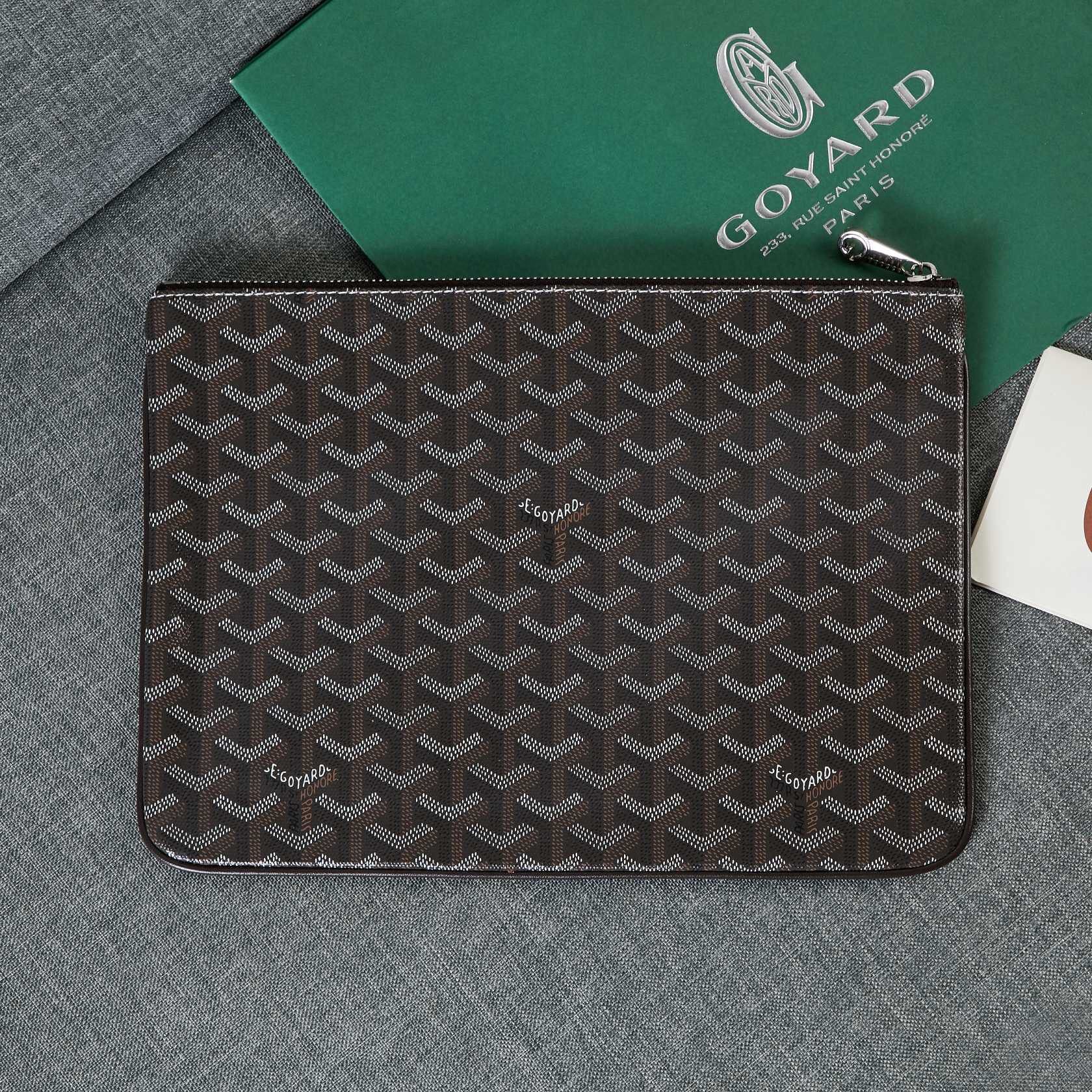 Goyard Y Doodling Calfskin Leather Clutch bag 5987 Gray Goyard Y Doodling Calfskin Leather Clutch bag 5987 Gray