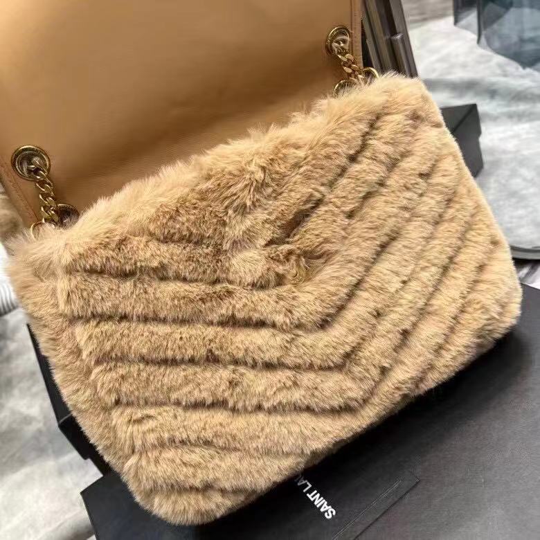 Yves Saint Laurent PUFFER BAG IN Rabbit fur Y653155 NATURAL BEIGE Yves Saint Laurent PUFFER BAG IN Rabbit fur Y653155 NATURAL BEIGE