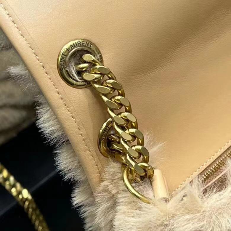 Yves Saint Laurent PUFFER BAG IN Rabbit fur Y653155 NATURAL BEIGE Yves Saint Laurent PUFFER BAG IN Rabbit fur Y653155 NATURAL BEIGE