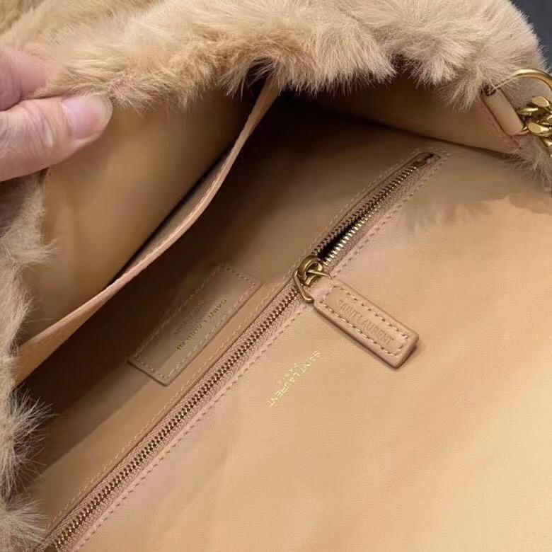 Yves Saint Laurent PUFFER BAG IN Rabbit fur Y653155 NATURAL BEIGE Yves Saint Laurent PUFFER BAG IN Rabbit fur Y653155 NATURAL BEIGE