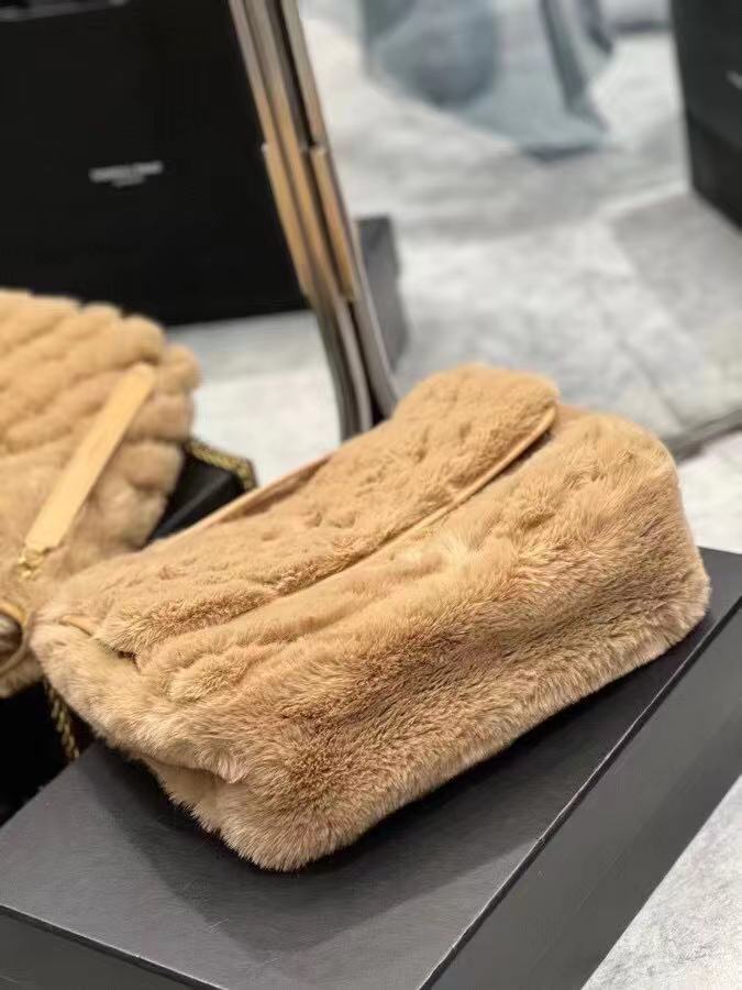 Yves Saint Laurent PUFFER BAG IN Rabbit fur Y653155 NATURAL BEIGE Yves Saint Laurent PUFFER BAG IN Rabbit fur Y653155 NATURAL BEIGE