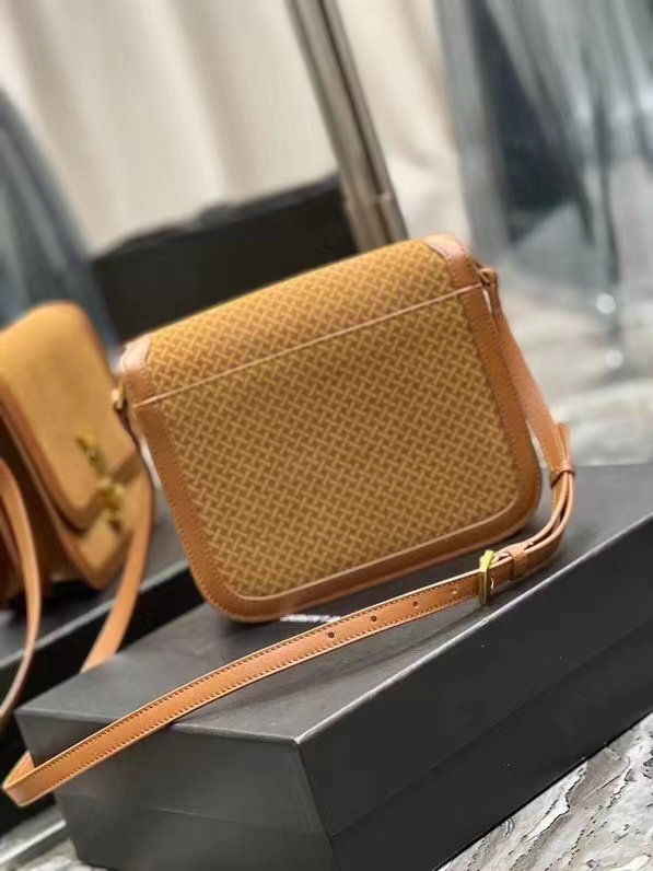Yves Saint Laurent SOLFERINO MEDIUM SATCHEL IN LEATHER AND A BRAIDED SUEDE PRINT 02525 LIGHT BROWN Yves Saint Laurent SOLFERINO MEDIUM SATCHEL IN LEATHER AND A BRAIDED SUEDE PRINT 02525 LIGHT BROWN