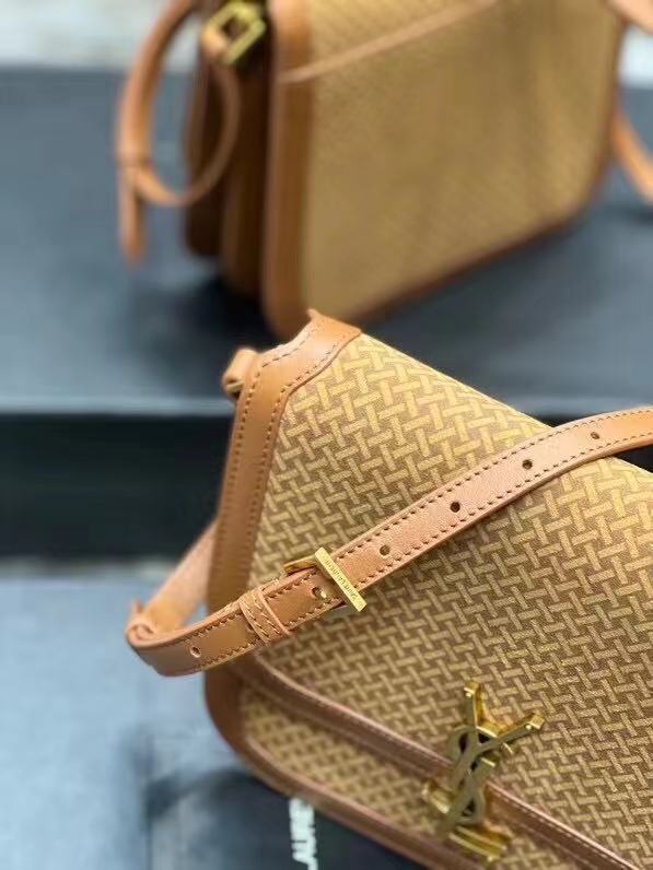 Yves Saint Laurent SOLFERINO MEDIUM SATCHEL IN LEATHER AND A BRAIDED SUEDE PRINT 02525 LIGHT BROWN Yves Saint Laurent SOLFERINO MEDIUM SATCHEL IN LEATHER AND A BRAIDED SUEDE PRINT 02525 LIGHT BROWN