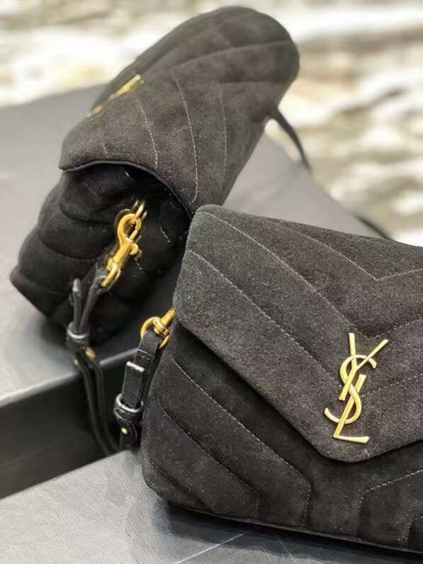 Yves Saint Laurent LOULOU SMALL BAG IN Y-QUILTED SUEDE 77761 black Yves Saint Laurent LOULOU SMALL BAG IN Y-QUILTED SUEDE 77761 black