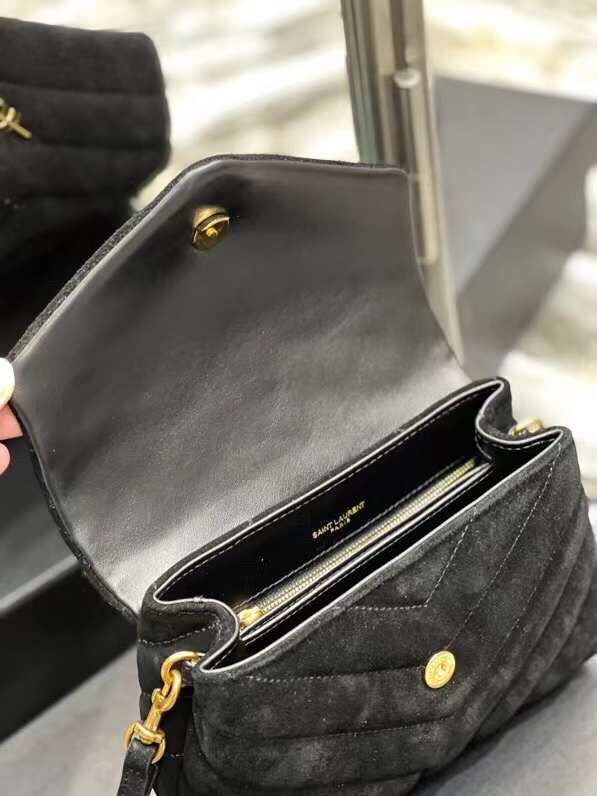 Yves Saint Laurent LOULOU SMALL BAG IN Y-QUILTED SUEDE 77761 black Yves Saint Laurent LOULOU SMALL BAG IN Y-QUILTED SUEDE 77761 black
