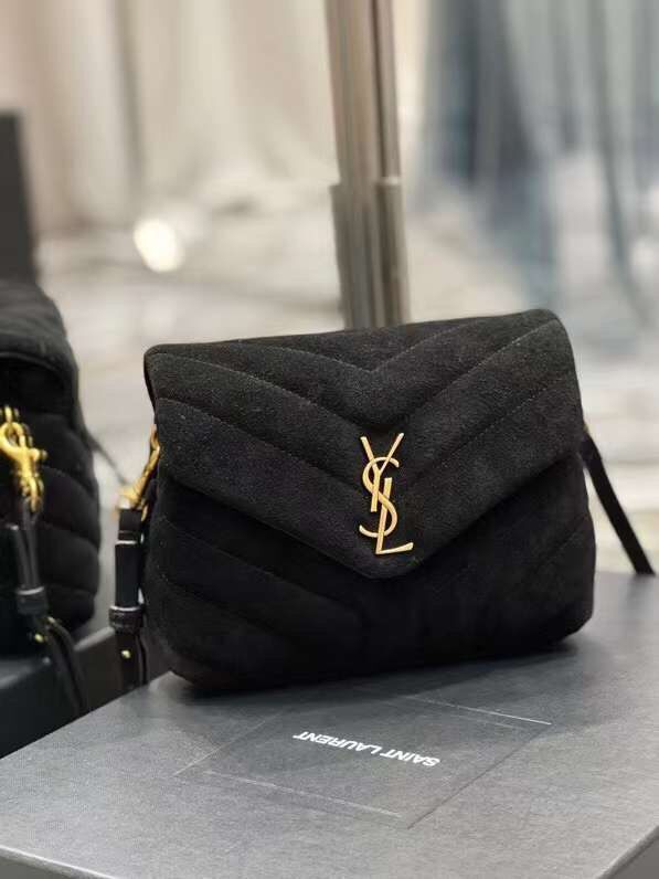 Yves Saint Laurent LOULOU SMALL BAG IN Y-QUILTED SUEDE 77761 black Yves Saint Laurent LOULOU SMALL BAG IN Y-QUILTED SUEDE 77761 black