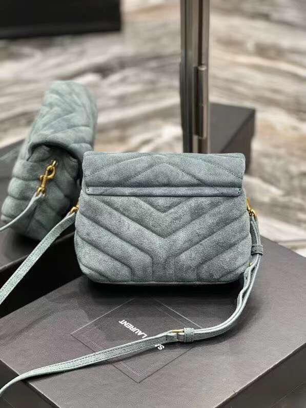 Yves Saint Laurent LOULOU SMALL BAG IN Y-QUILTED SUEDE 77761 blue Yves Saint Laurent LOULOU SMALL BAG IN Y-QUILTED SUEDE 77761 blue