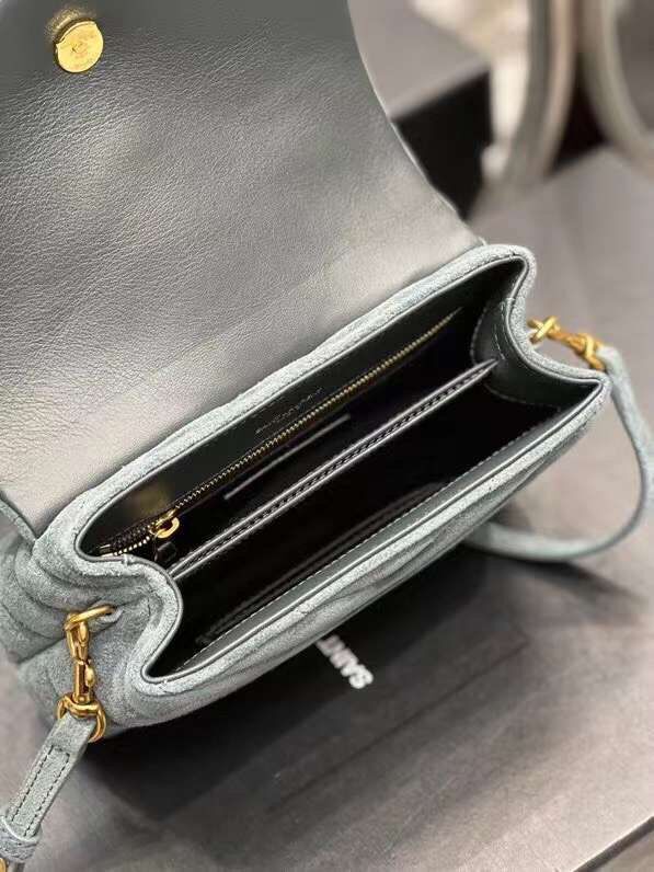 Yves Saint Laurent LOULOU SMALL BAG IN Y-QUILTED SUEDE 77761 blue Yves Saint Laurent LOULOU SMALL BAG IN Y-QUILTED SUEDE 77761 blue