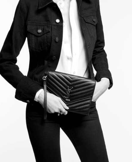 Yves Saint Laurent MONOGRAM CLUTCH IN QUILTED GRAIN DE POUDRE EMBOSSED LEATHER 617662 black Yves Saint Laurent MONOGRAM CLUTCH IN QUILTED GRAIN DE POUDRE EMBOSSED LEATHER 617662 black