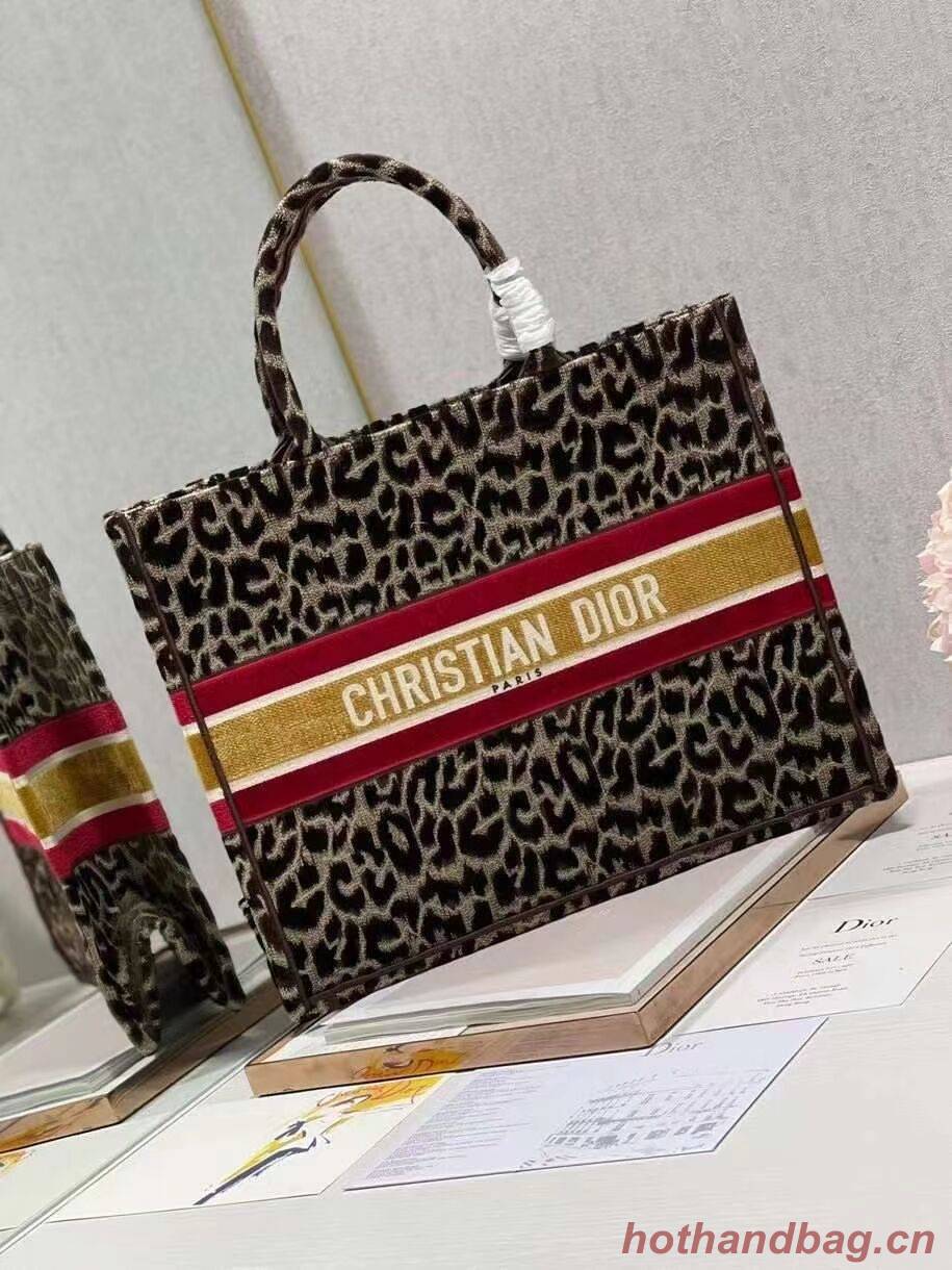 DIOR BOOK TOTE Embroidery C1286-1 Brown Leopard Print DIOR BOOK TOTE Embroidery C1286-1 Brown Leopard Print