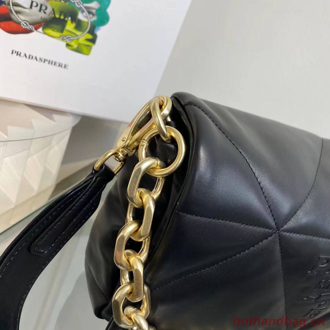 Padded nappa leather shoulder bag 1BD306 black Padded nappa leather shoulder bag 1BD306 black